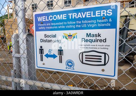 Charlotte Amalie, Saint St. Thomas, Isole Vergini americane USVI, porto crocieristico Havensight, porto Charlotte Amalie, Mar dei Caraibi, pandemia di crisi sanitaria Covid-19, Foto Stock