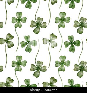 motivo senza cuciture con quadratini di acquerello disegnati a mano. Ornamento verde con elementi botanici. Stile naturale. Adatto per tessuti, carte da parati, stampe Foto Stock