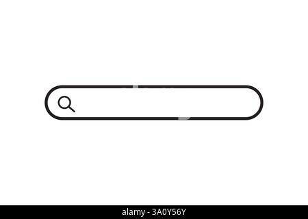 Barra di ricerca. Lente d'ingrandimento. Navigazione Web. Icona vettoriale minima. Illustrazione Vettoriale