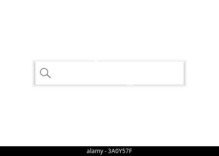 Modello barra di ricerca. Campo di immissione minimalista. Elemento UI bianco. Illustrazione vettoriale. Illustrazione Vettoriale