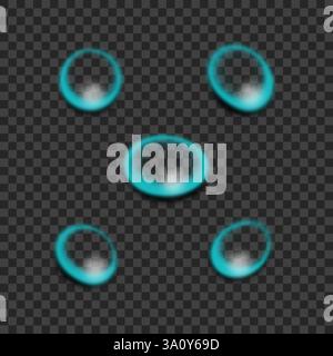 Set di gocce blu e trasparenti o gel. Illustrazione Vettoriale