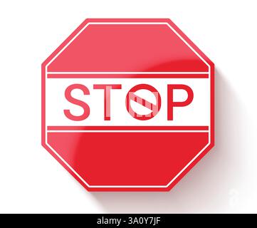 Clipart dell'icona del segnale di stop. I segnali di avvertenza STOP clip art nel cartello rosso per segnali pericolosi, proibiti, proibiti, proibiti, pause e attenzione Illustrazione Vettoriale