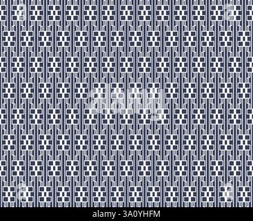 Motivo geometrico bianco interlacciato a forma di diamante elegante senza cuciture su sfondo blu indaco denim per decorazioni, tessuti o stampe tessili, wa Illustrazione Vettoriale