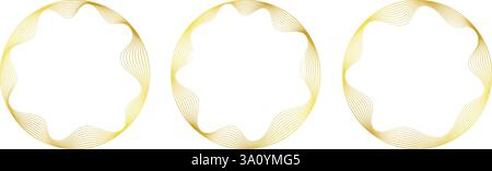Cornice astratta con angoli interni ondulati. Bordo arrotondato con sottili linee dorate Illustrazione Vettoriale