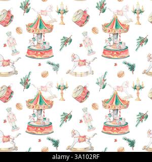 Carosello di acquerelli Capodanno dello schiaccianoci Foto Stock