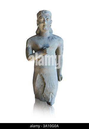 Antica statua greco-cipriota di un maschio con diadema di rosetta. Lo stile e il loincloth sono influenzati dagli stili delle statue eguptiane. Vi secolo a.C. Forund Foto Stock