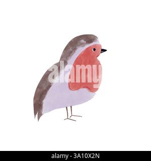 Illustrazione ad acquerello disegnata a mano di un grazioso uccello blu con macchie. Le morbide texture e l'affascinante stile di un libro per bambini creano un'atmosfera stravagante e accogliente. P Foto Stock
