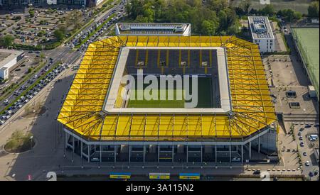 Vista aerea, Aachen Tivoli, stadio di calcio nel parco sportivo Soers, sede della squadra di calcio Alemannia Aachen, Laurensberg, Aquisgrana, Renania, Foto Stock