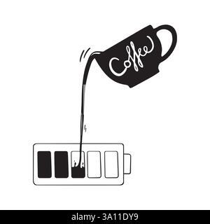 Caffè bevanda linea cibo schizzo doodle elemento grafico vettoriale disegnato a mano Illustrazione Vettoriale