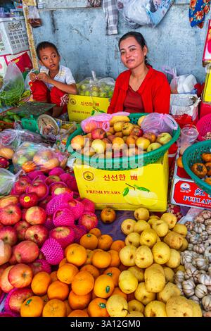 Cambogia, Battambang, mercato centrale o Psar Nat Foto Stock