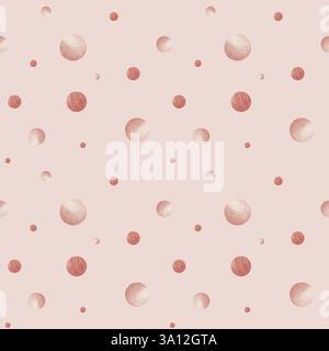 Motivo senza cuciture con cerchi a bolle. Ornamento astratto. Illustrazione acquerello su sfondo beige. Forme grandi e piccole. Perfetto per avvolgere la carta Foto Stock