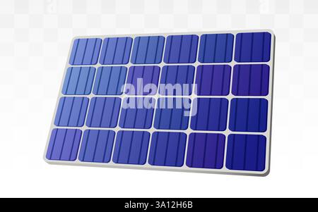 Pannello solare. Energia solare. Cella solare 3d isolata su sfondo bianco. Illustrazione vettoriale. Illustrazione Vettoriale