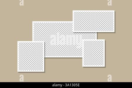 Raccolta Photo Frame cornice fotografica Polaroid con effetto vettoriale ombra esterna realistico, collage, modelli collage, collage di compleanno, grafica collage Illustrazione Vettoriale