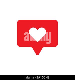 Icona di notifica simile. Cuore dei social media. Simbolo di apprezzamento rosso. Illustrazione vettoriale. Illustrazione Vettoriale