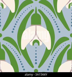 Elegante motivo floreale a goccia di neve Illustrazione Vettoriale