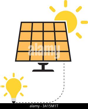 Icona del pannello solare, tecnologia di energia verde, ecologia energia alternativa vettore illustrazione . Illustrazione Vettoriale