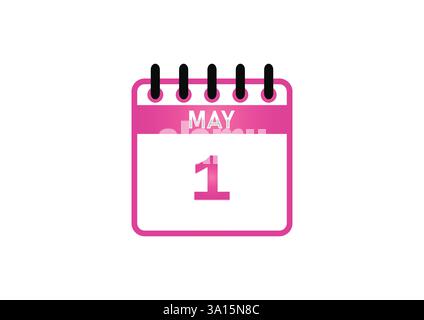 1° maggio icona calendario – Festa del lavoro, giornata internazionale dei lavoratori, simbolo del giorno di maggio Illustrazione Vettoriale