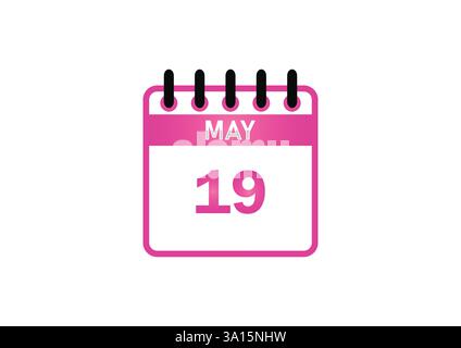 19 maggio icona Calendario – promemoria evento, Pianificatore, Data importante Illustrazione Vettoriale
