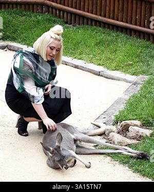 Sydney, Australia. 21 marzo 2014. SYDNEY, AUSTRALIA - 24 MARZO: Hayley Hasselhoff si è presa una pausa dal lavoro serio per divertirsi il lunedì al Taronga Park Zoo il 24 marzo 2014 a Melbourne, Australia persone: Hayley Hasselhoff Credit: Storms Media Group/Alamy Live News Foto Stock
