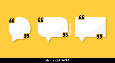 Raccolta di icone della cornice della citazione in stile piatto. Illustrazione del vettore a bolle d'aria su sfondo isolato. Firma commento concetto di business. Illustrazione Vettoriale