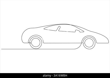 Semplice disegno grafico continuo su una linea del concetto di auto da corsa e illustrazione vettoriale Illustrazione Vettoriale