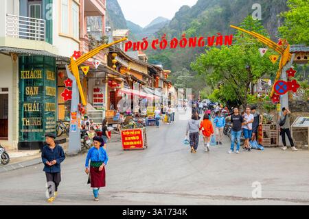 Vietnam, Tonchino superiore, provincia di Dong Van, Dong Van, il mercato settimanale dei gruppi etnici Hmong Foto Stock