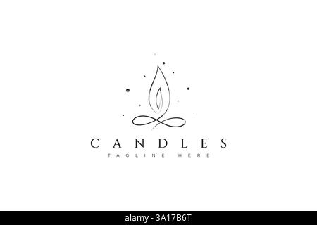 Elegante design con logo Wellness Spa con elementi Lotus e candela per il relax e l'armonia Illustrazione Vettoriale
