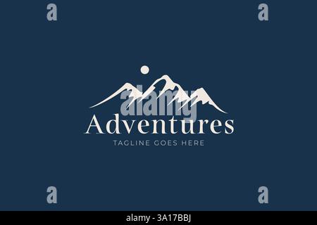 Mountain Adventure Logo Design per attività all'aperto e sport estremi Illustrazione Vettoriale