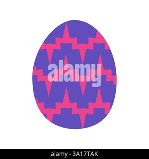 Design colorato a forma di uovo con motivi a zigzag in vivaci tonalità viola e rosa Illustrazione Vettoriale