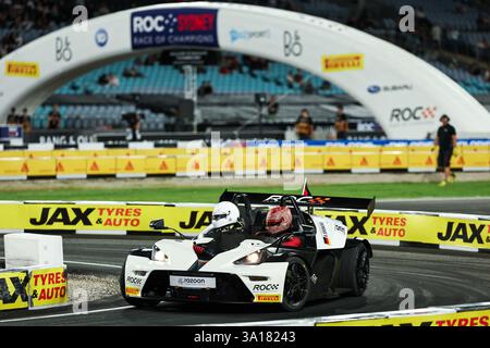 Sydney, Australia. 7 marzo 2025. Mick Schumacher (R) del Team Germany gareggia durante la Race of Champions (ROC) Nations Cup all'Accor Stadium di Sydney, Australia, 7 marzo 2025. Crediti: Qian Jun/Xinhua/Alamy Live News Foto Stock