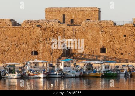 Cipro, Paphos, Porto di Paphos, Castello di Paphos Foto Stock