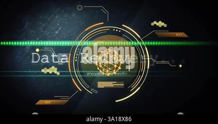 Immagine della rete di connessioni tramite scansione degli oscilloscopi e testo di recupero dati Foto Stock