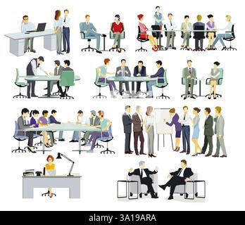 consulenza di squadra, illustrazione di riunioni d'affari Foto Stock