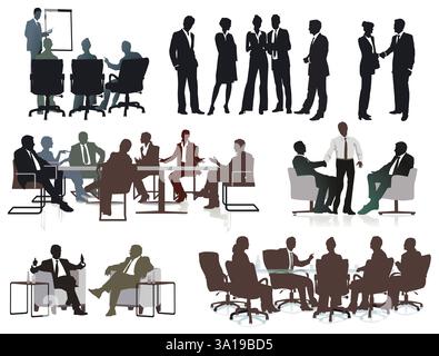 Riunione di lavoro, formazione e illustrazione dell'istruzione Foto Stock