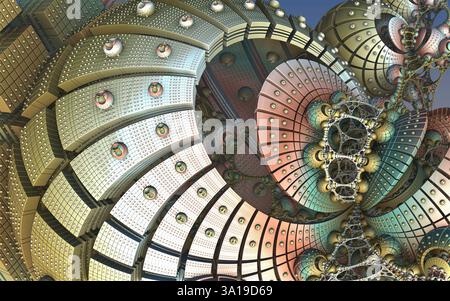 La superficie di un pianeta alieno sotto un rendering 3d del sole alieno Foto Stock