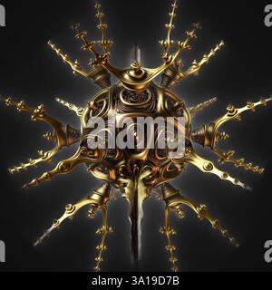 Immagine di una stella 3D frattale dorata Foto Stock