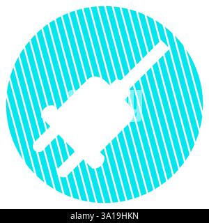 Cerchio azzurro a strisce rotonde con il simbolo della spina bianca come icona per la stazione di alimentazione o di ricarica Foto Stock