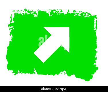 Icona freccia come simbolo di profitto, successo o vincitore su una texture grunge isolata verde con bordo irregolare Foto Stock