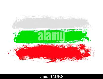 Bulgaria - bandiera di tre strisce grunge dipinte a mano in bianco, verde, rosso Foto Stock
