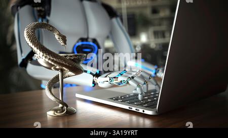 Il robot umanoide lavora come assistente in uno studio medico. illustrazione 3d. Foto Stock