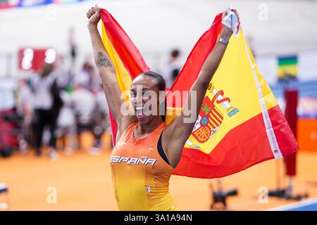 Apeldoorn, Paesi Bassi. 7 marzo 2025. APELDOORN, PAESI BASSI - 7 MARZO: Ana Peleteiro-Compaore di Spagna durante i Campionati europei di atletica leggera indoor 2025 ad Omnisport il 7 marzo 2025 ad Apeldoorn, Paesi Bassi. (Foto di Andre Weening/Orange Pictures) credito: Orange Pics BV/Alamy Live News Foto Stock