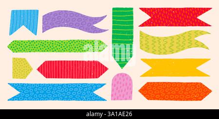 Segnalibri di memo vettoriale per notebook o diario con motivi infantili Illustrazione Vettoriale