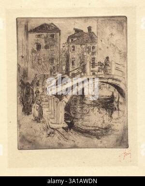 Venetian Canal and Bridge, 1886. Foto Stock