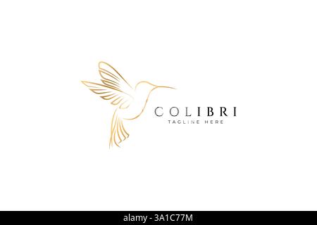 Elegante e moderno logo Hummingbird con elementi geometrici e astratti Illustrazione Vettoriale