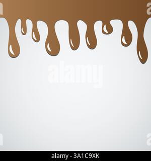 Gocciolamento di cioccolato fuso gocciolante striscione liquido cioccolato fluente modello di design del cacao versato Illustrazione Vettoriale