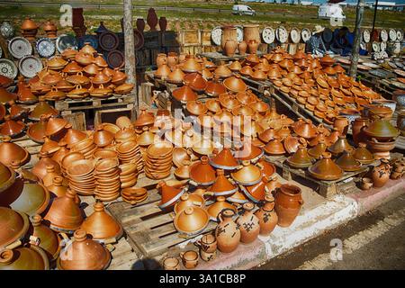 Marrakech, Marocco. I prodotti tradizionali vendevano al mercato locale Foto Stock