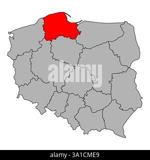 Pomerania della Polonia forma della mappa, icona del concetto piatto del web di viaggio illustrazione vettoriale . Illustrazione Vettoriale