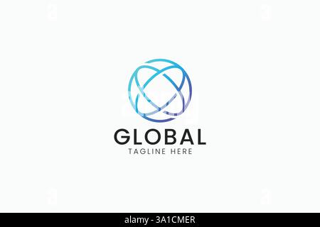 Portata globale Logo moderno e professionale rete internazionale di innovazione della connettività Illustrazione Vettoriale