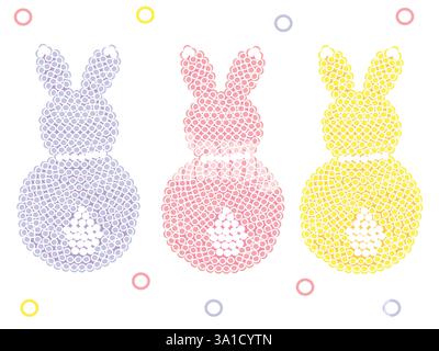 Mosaico di tre conigli pasquali Illustrazione Vettoriale