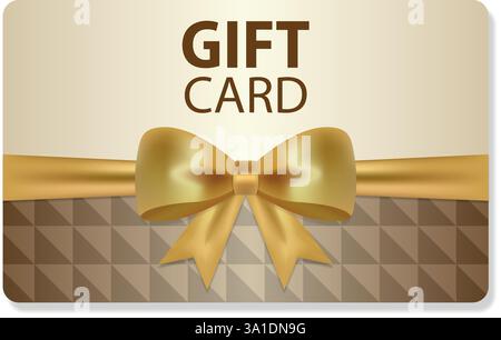 Modello di carta regalo con fiocco e motivo dorati. Illustrazione Vettoriale